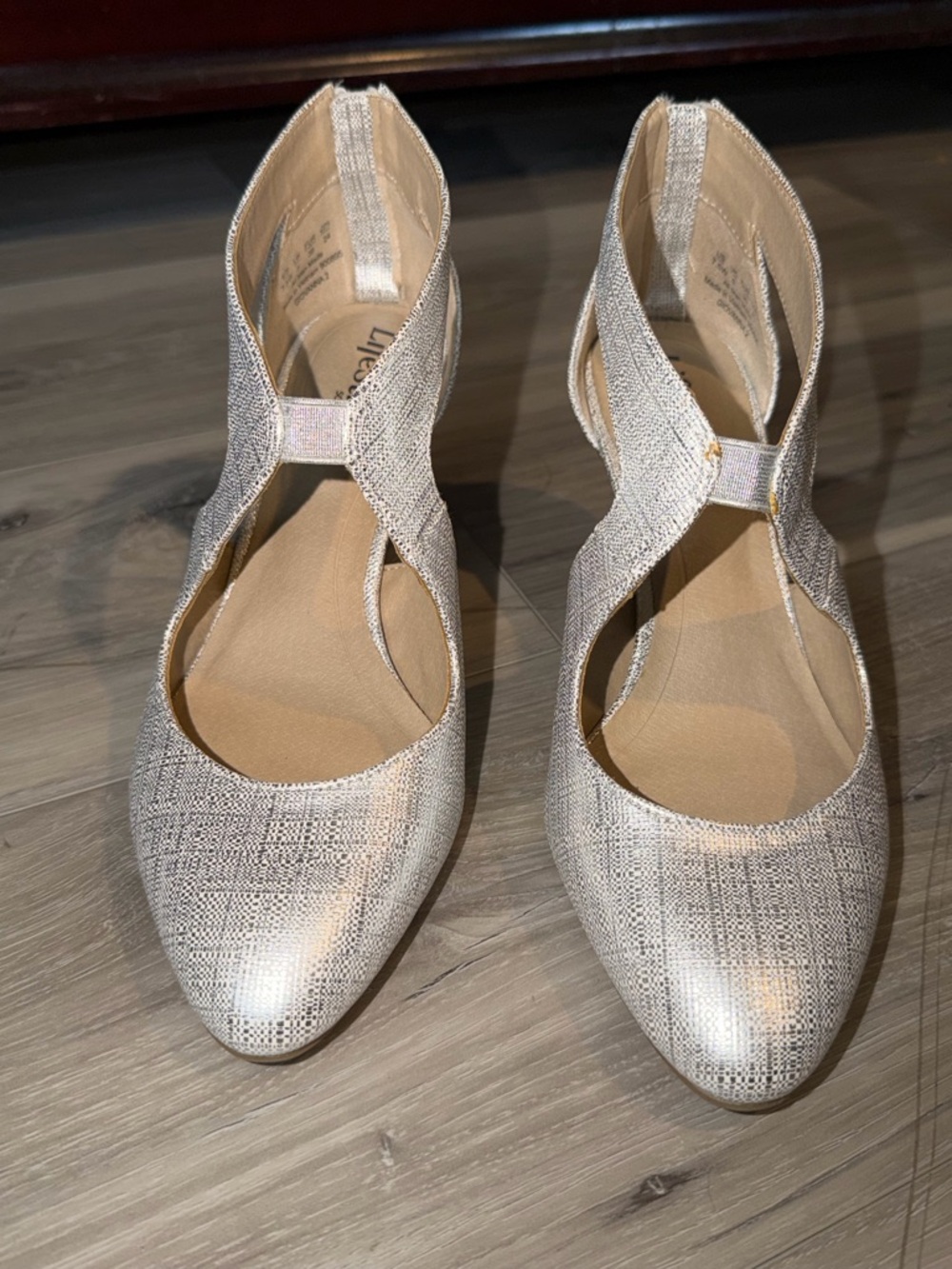 LifeStride Metallic Taupe Crisscross Pointed Flats NWT 71/2